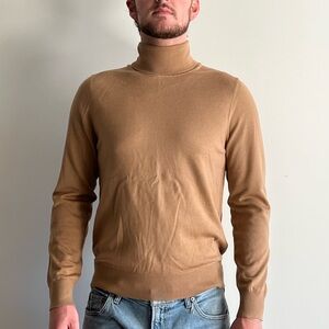 Sandro Men's Camel Turtleneck Sweater 100% Wool